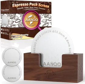Aanqq 445017174109 2 Packs 53.3mm Puck Screen With Handmande Stand Espresso For 54mm