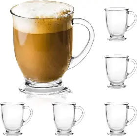 Accguan 600358136217 15oz/450ml Glass Coffee Mugs Clear Cups 6 Count Pack Of 1