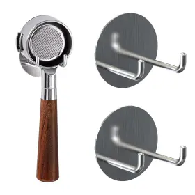 Adorila Fjy0026001 2 Pcs Stainless Steel Espresso Portafilter Rack Wall Mount Holder 51/53/58mm