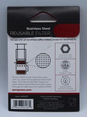 81mf1 Aeropress 085276081885 Premium Stainless Steel Reusable Filter Metal Coffee New #2
