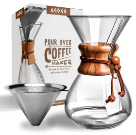 Ca-pcm1901 Agogo Pour Over Coffeemaker Set Classic Series With Filter 10 Cups