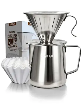 Cpcm2501 Agogo Portable Pour Over Coffee Maker V60 Set - Easy Cleaning Compact 304 Stainless