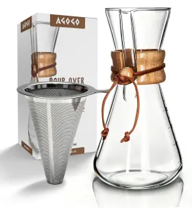 Pcm1901-001 Agogo Pour Over Coffee Maker Glass - Barista Kit With 304 Stainless Filter For Home