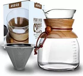 Pcm2201 Agogo Pour Over Coffeemaker Dripper With 304 Stainless Steel Transparent