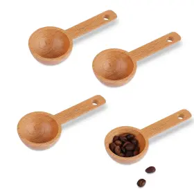 B27002 Aiex 4pcs 15ml Wood Coffee Scoops Spoon In Beech Wooden Measuring