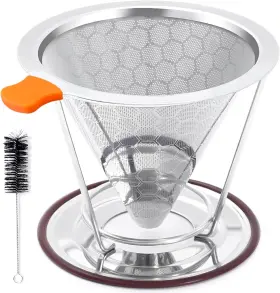 Kfld-gr2104 Akeysrc New Pour Over Coffee Dripper Stainless Steel Filter Easy To Clean Paperless