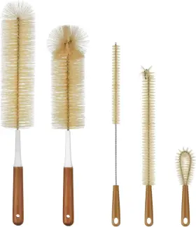 Albobam5 Alink 5-pack Bottle Brush Cleaner - Long Bamboo Handle Water Brown-bamboo