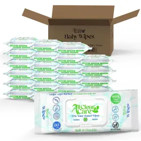 All Clear Care 198168440537 Baby Wipes Bulk Unscented For Sensitive Skin Large Soft Durable And 99%