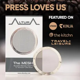 5406 Altura The Mesh Reusable Metal Filter For Aeropress Coffee Maker. Also Fits #3