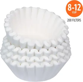 Amazon Basics 195515042604 Basket Coffee Filters For 8-12 Cup Makers White 200 Count