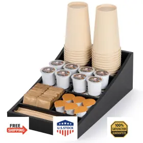 B0b4924fp8 Anboxit Coffee Station Organizer Countertop Caddy Rustic Wood