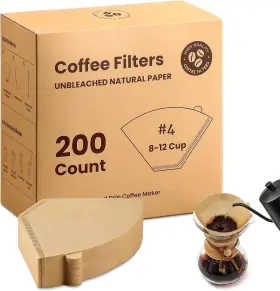 Aozita 744759263490 #4 Cone Coffee Filters 8-12 Cup 200 Count Unbleached Natural Paper Filte