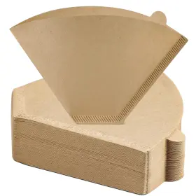 Aozita 975393582935 200 Count 4 Cone Coffee Filters 8-12 Cup Unbleached Natural Paper Fil