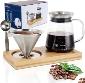 Aqu01 Aquach Pour Over Coffee Maker Set With Extra Large Dripper 28 Oz Glass C