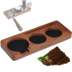 Aquatiq 198715340396 51-58 Mm Compact Espresso Tamping Mat - Wooden Coffee Station Espre