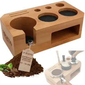 Aquatiq 198715537369 Espresso Tamping Station - Wooden Coffee Tamper For Storage 51 53 5
