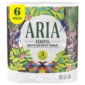 33192 Aria 042000331906 100% Recycled Toilet Paper 1 Pack Of 6 Rolls 3 Soft Layers Bath Tissue W