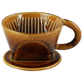 Kt-20507 Asayu Japan Ceramic Coffee Pour Over Maker Set - Caramel Dripper And Filter Holder