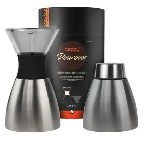 Po300silver Asobu Insulated Pour Over Coffee Maker 32 Oz. Double-wall Vacuum Stainless-steel