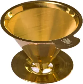 Gd-002 Athia Golden Stainless Steel Reusable Coffee Filter Pour Over Cone Dripper With