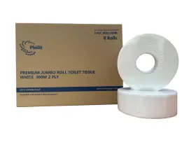 Auswei Paper 609831312056 8 Rolls/case Plees Premium Jumbo Tissue Roll Bathroom Toilet Paper. White