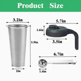 Azanu 763114720775 6pcs Set Cold Brew Mason Jar Coffee Maker Accessories 32oz Wide Mouth J #3