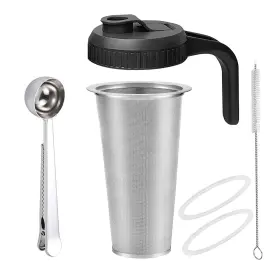 Azanu 763114720775 6pcs Set Cold Brew Mason Jar Coffee Maker Accessories 32oz Wide Mouth J