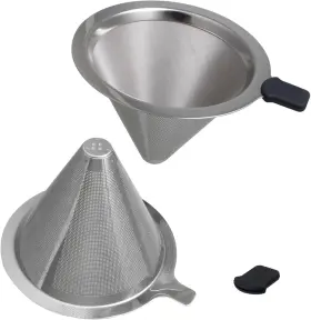 Azulyslec 037936298768 Double Mesh Pour Over Coffee Filter Set - 300 600 Reusable Stainless Steel