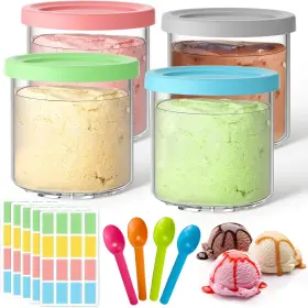 Nc301cont Bailuyuan 4-pack Ninja Creami Pint Containers And Lids 16oz Replacement For Nc299/nc300/nc