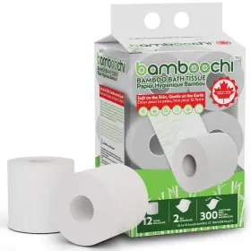 Bamboochi 990312134558 Bamboo Toilet Paper Septic Safe 2 Ply 12 Rolls 300 Sheets Per R
