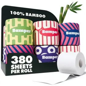 Btpw12 Bamper Bamboo Toilet Paper 3-ply 380 Sheets Soft Strong Organic Bath Tissue Chemical