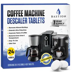 000rtcmct24 Bastion Coffee Machine Cleaner Descaler Tablets - 24 Count Deep Clean Des
