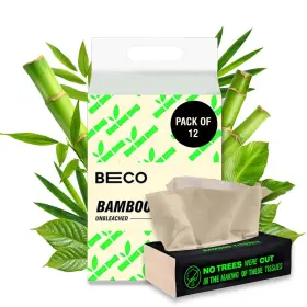 Beco 904287607094 Bamboo Facial Tissues Boxes 2-ply Natural Eco-friendly Ultra Soft T