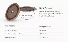 Benfuchen 728097819953 Reusable Coffee Capsule Lid For Original Vertuoline Pod Food Grade Sil #2