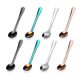 Spus-116 Betinyar 8 Pieces 304 Stainless Steel Espresso Spoons 2.95inch 2.8 Inch X0.6 Multicolor
