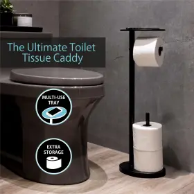 Better Living 773315545886 Products 54588 Ovo Toilet Caddy Holder Reserve And Tray Matte Black #2