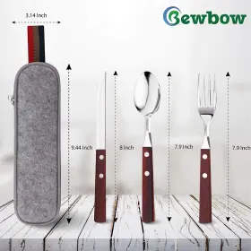 Bewbow 080101336628 Premium Quality Stainless Steel Travel Utensils Set With Case Healthy And Eco #2