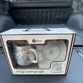 Bw-hw-ht-100-bl Bglam Usb Mug Warmer Set Blue And White Ceramic Coffee Tea 10w 2 Pack