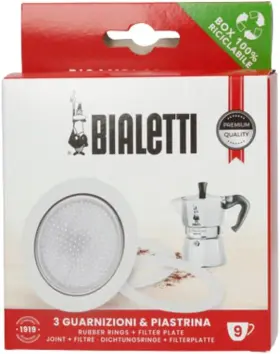 Bia640310 Bialetti Pack Of 3 Gaskets 1 Plate Tz.9 Moka - 9 Cup Wei