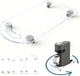 Hualun-19-29 Bijun 360 Rolling Sliding Tray For Coffee Maker Clear Acrylic Appliance Slider