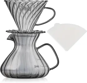 Gykf0695 Bincoo Pour Over Coffee Maker Set 650ml Borosilicate Glass Carafe With Gray