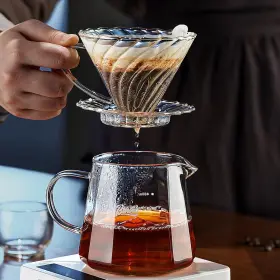 16oz-clear Bincoo Gykf1208 Pour Over Coffee Maker Set V-shape 60 Cone Drip Clear