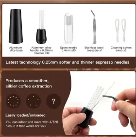 Biubox 197644242856 Wdt Tool Espresso Distribution With 0.25mm X10 Needles Coffee Stir Silver #3
