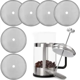 Boao Hi-boao-0713 6pack 4 Inch Stainless Steel Reusable French Press Replacement Filters 8cup 34oz