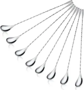 Hr-boao-3264 Boao 8 Pcs 12 Inch Cocktail Spoon Coffee Spoons Bar Stirring Silver
