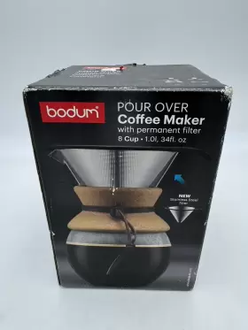 11571-109 Bodum 699965336820 Pour Over Coffee Maker With Permanent Filter Glass 34 Ounce Euc