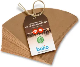 V60-wp Bolio Premium Unbleached Hemp Paper Cone Coffee Filters 100 Count - Natural