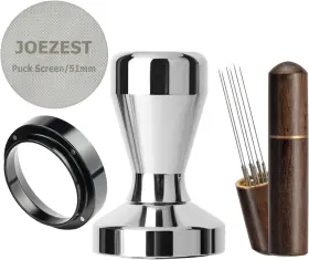 Jztamper1 Brand Joezest 51mm Espresso Tamper Accessories Kit A1-51mm Set-brown