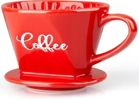 Branded01 445011382364 Pour Over Coffee Maker Ceramic Dripper Manual Brew Red