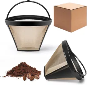 Brensten 726084895218 Reusable Cone Coffee Filter Basket #4 - 2 Pack Permanent Replacement Accessory